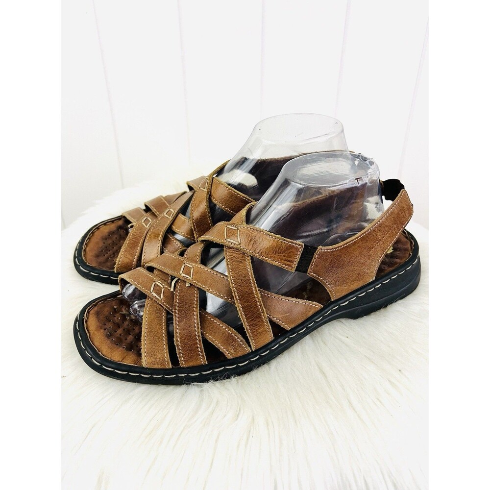 Josef Seibel Adrianna Brown Leather Strappy Comfort Sandals Made in Hungary W10